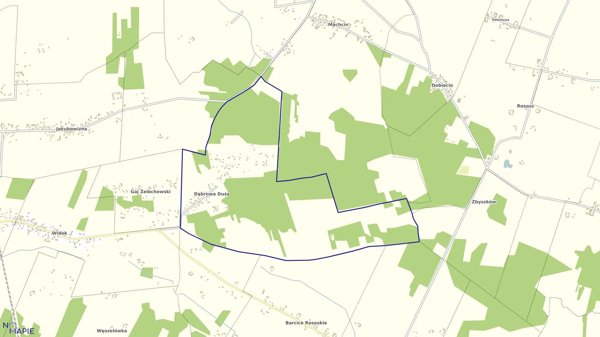 Mapa obrębu DĄBROWA DUŻA w gminie Chynów